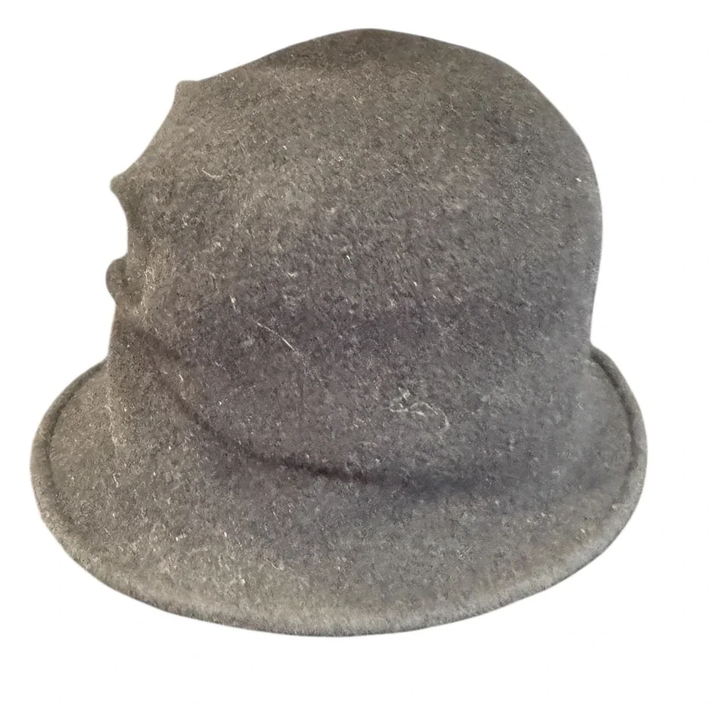 Shihreen Wool Cloche Hat Gray One Size Winter Retro accessories‎ warm